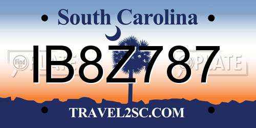 IB8Z787 South Carolina License Plate