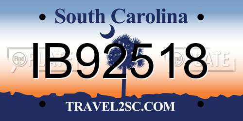 IB92518 South Carolina License Plate