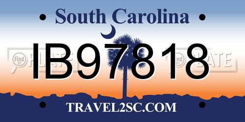 IB97818 South Carolina License Plate