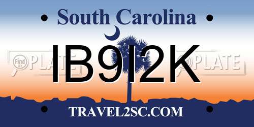 IB9I2K South Carolina License Plate