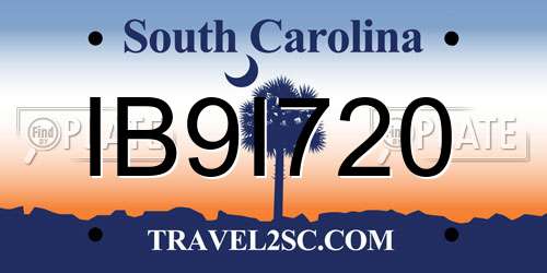 IB9I720 South Carolina License Plate