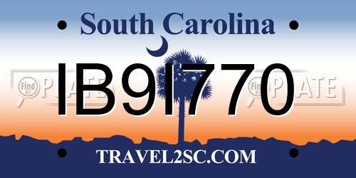 IB9I770 South Carolina License Plate