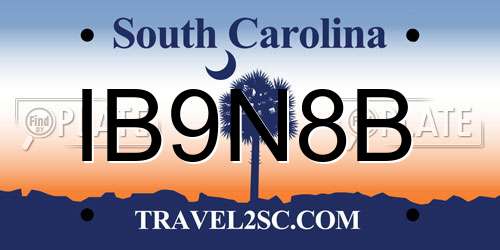 IB9N8B South Carolina License Plate