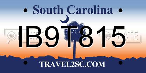 IB9T815 South Carolina License Plate