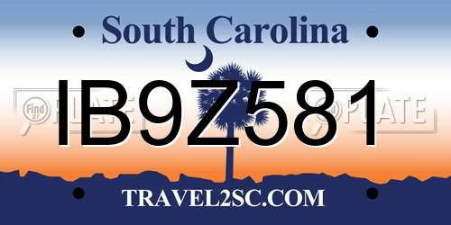 IB9Z581 South Carolina License Plate