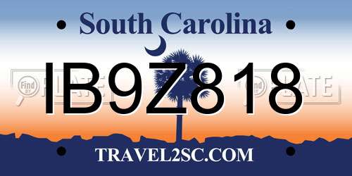 IB9Z818 South Carolina License Plate