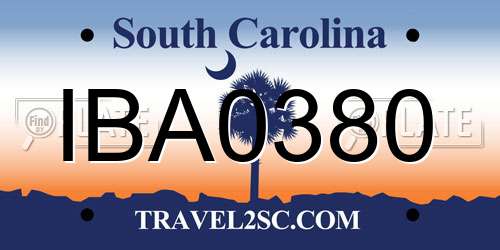 IBA0380 South Carolina License Plate