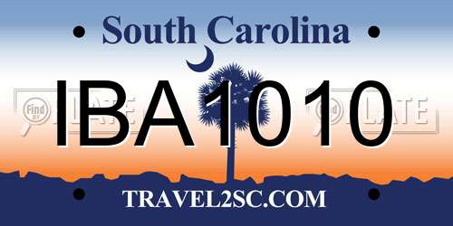 IBA1010 South Carolina License Plate