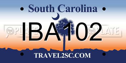 IBA102 South Carolina License Plate