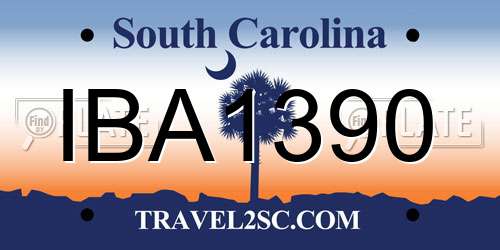 IBA1390 South Carolina License Plate