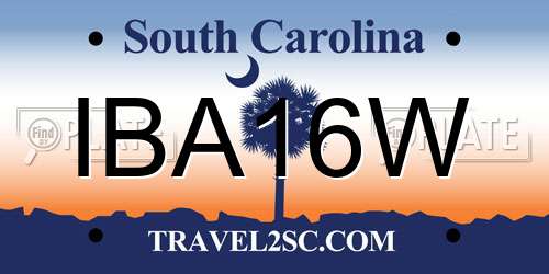 IBA16W South Carolina License Plate