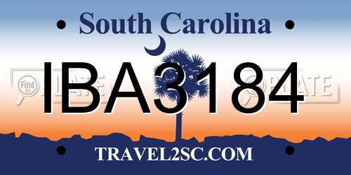 IBA3184 South Carolina License Plate