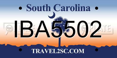 IBA5502 South Carolina License Plate