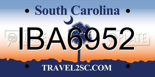IBA6952 South Carolina License Plate