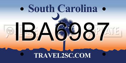 IBA6987 South Carolina License Plate