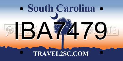 IBA7479 South Carolina License Plate