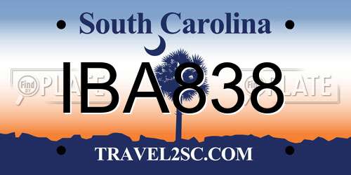 IBA838 South Carolina License Plate