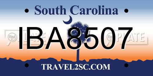 IBA8507 South Carolina License Plate