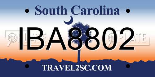 IBA8802 South Carolina License Plate