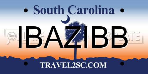 IBAZIBB South Carolina License Plate