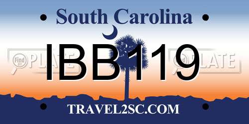 IBB119 South Carolina License Plate