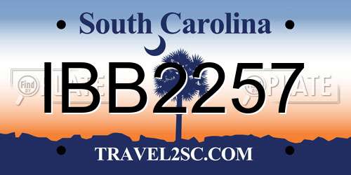 IBB2257 South Carolina License Plate