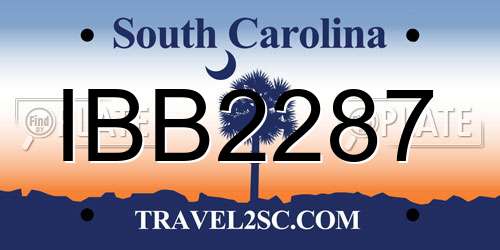 IBB2287 South Carolina License Plate