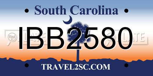IBB2580 South Carolina License Plate