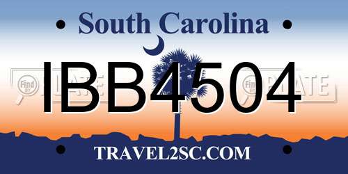 IBB4504 South Carolina License Plate