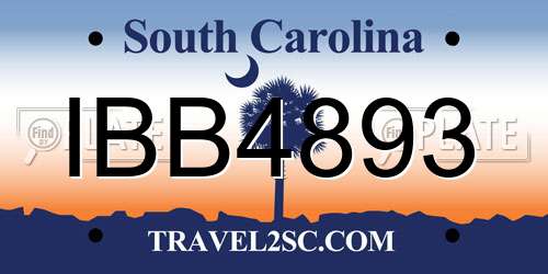 IBB4893 South Carolina License Plate