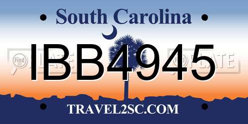 IBB4945 South Carolina License Plate