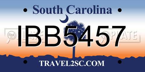 IBB5457 South Carolina License Plate