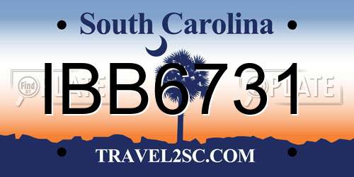 IBB6731 South Carolina License Plate