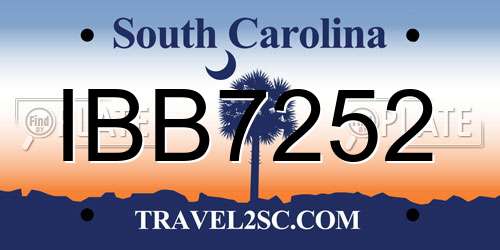 IBB7252 South Carolina License Plate