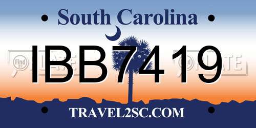 IBB7419 South Carolina License Plate