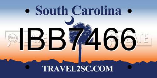IBB7466 South Carolina License Plate