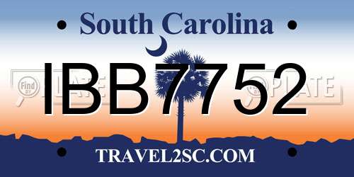 IBB7752 South Carolina License Plate