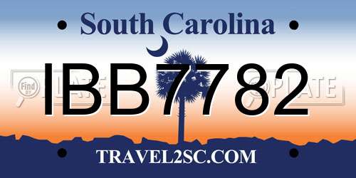 IBB7782 South Carolina License Plate
