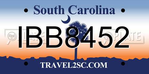 IBB8452 South Carolina License Plate
