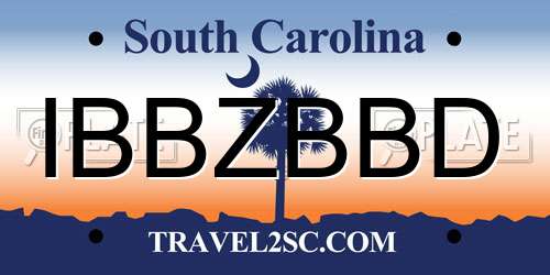 IBBZBBD South Carolina License Plate