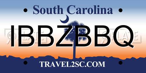 IBBZBBQ South Carolina License Plate