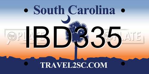 IBD335 South Carolina License Plate