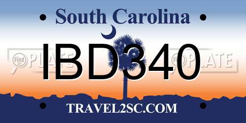 IBD340 South Carolina License Plate