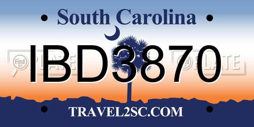 IBD3870 South Carolina License Plate