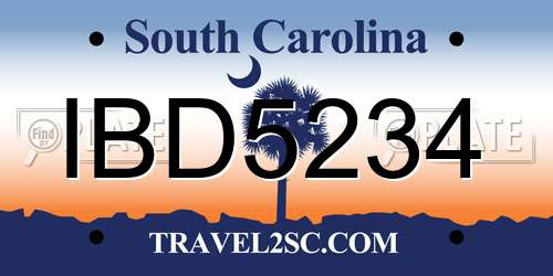 IBD5234 South Carolina License Plate