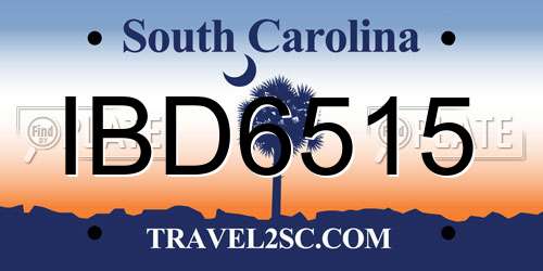 IBD6515 South Carolina License Plate