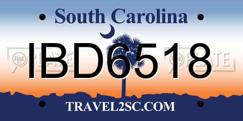 IBD6518 South Carolina License Plate