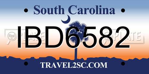 IBD6582 South Carolina License Plate