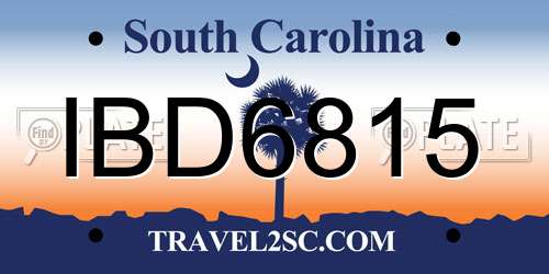 IBD6815 South Carolina License Plate