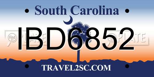 IBD6852 South Carolina License Plate